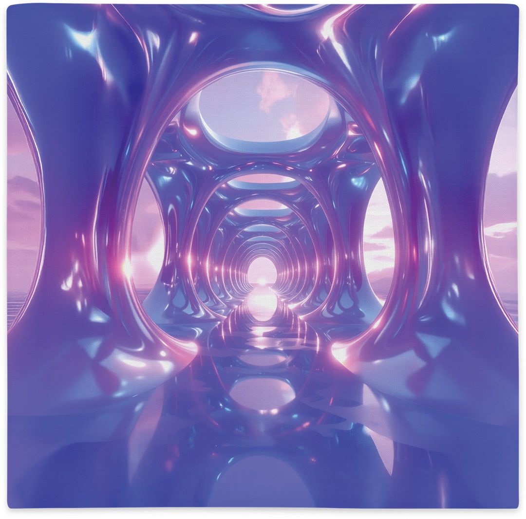 Pillow cover with abstract tunnel pattern, flat lay