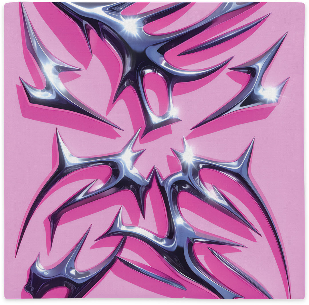 Pillow cover with chrome abstract pattern, flat lay