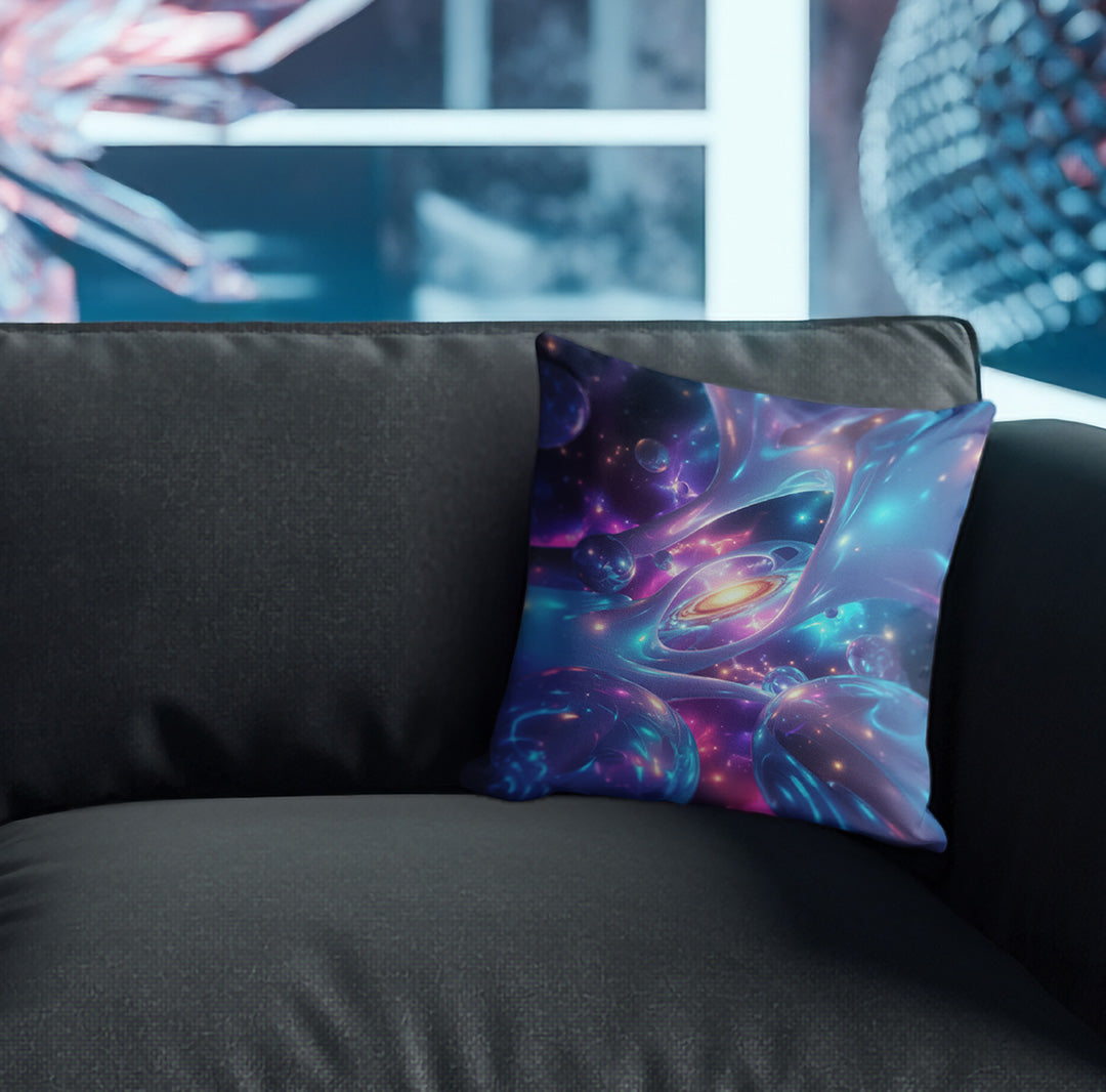 Pillow with galaxy design on couch