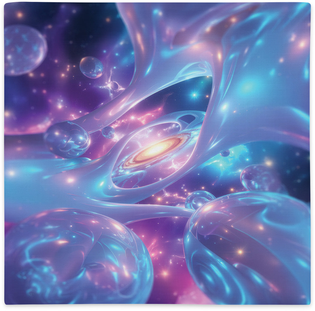 Pillow cover with galaxy design, flat lay