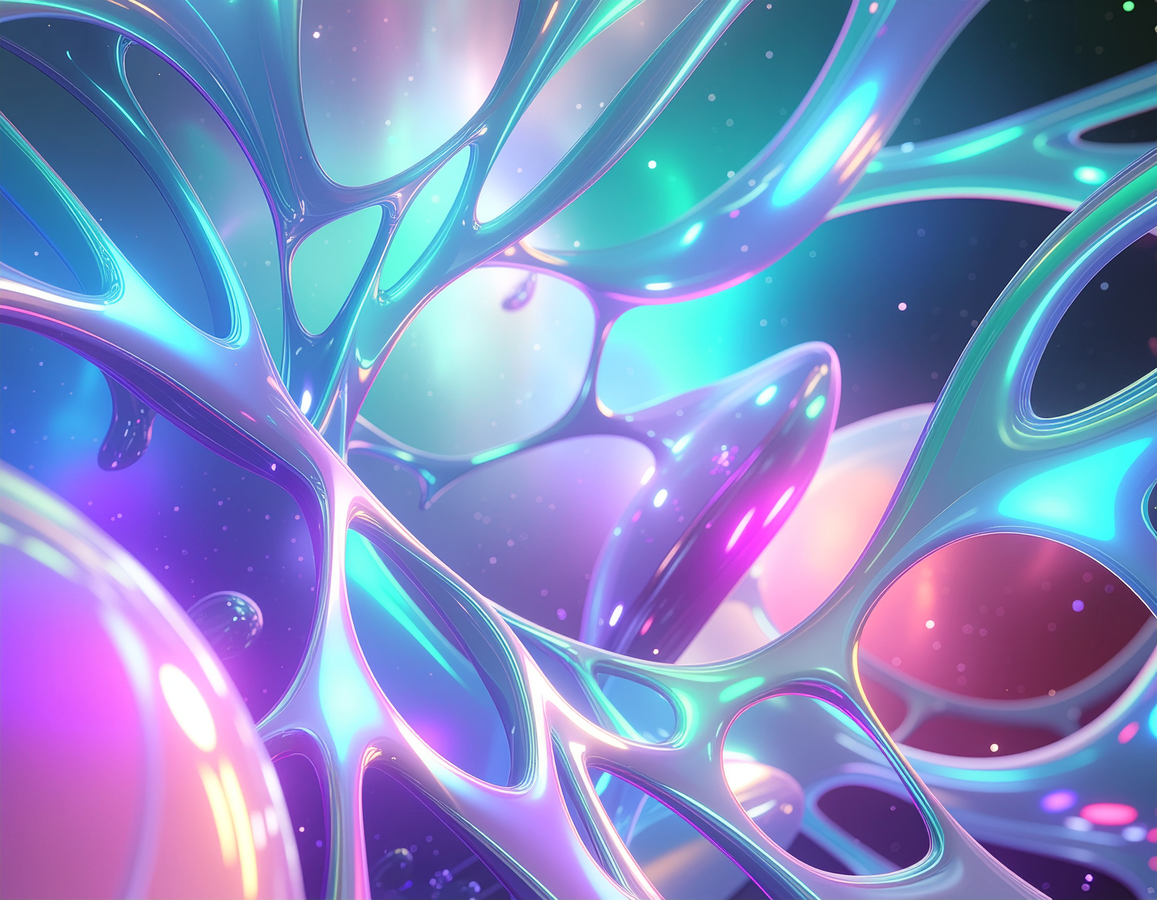 Colorful abstract design with swirling patterns in blue, green, and purple.