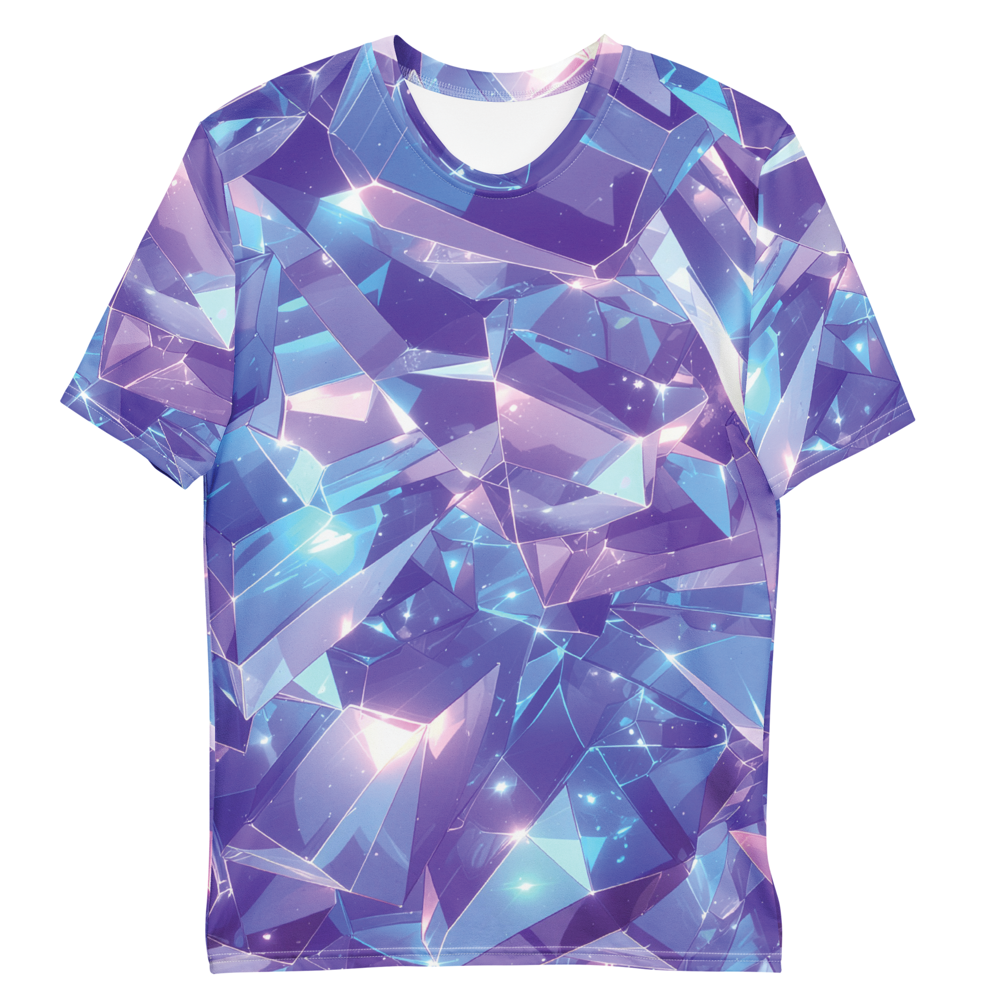 All-over print T-shirt with abstract pattern, abstract pattern on each sleeve, front flat lay