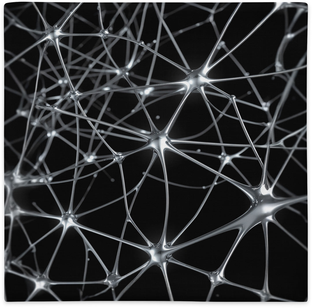 Pillow cover with silver abstract pattern, flat lay